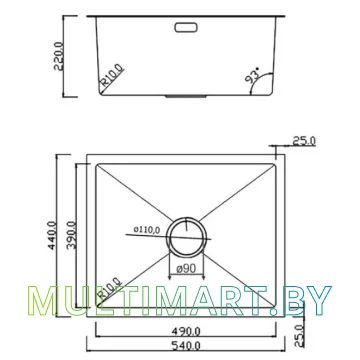 Кухонная мойка Roxen Uno 560210-54S (сатин текстурный) картинка 11